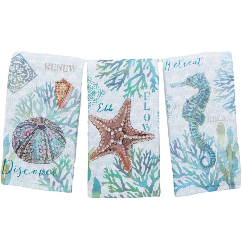 Kay Dee Designs Set of 3 Beachcomber Dual Purpose Terry Kitchen Towels - Image 1